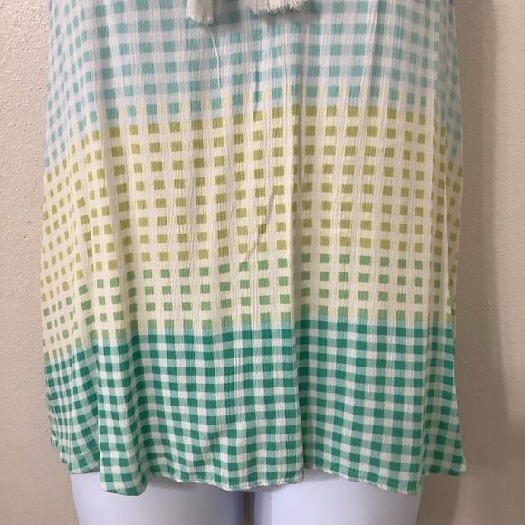 LC Lauren Conrad Gingham Cottagecore Springtime Easter Colorful Tassel Blouse XS - Picture 3 of 12